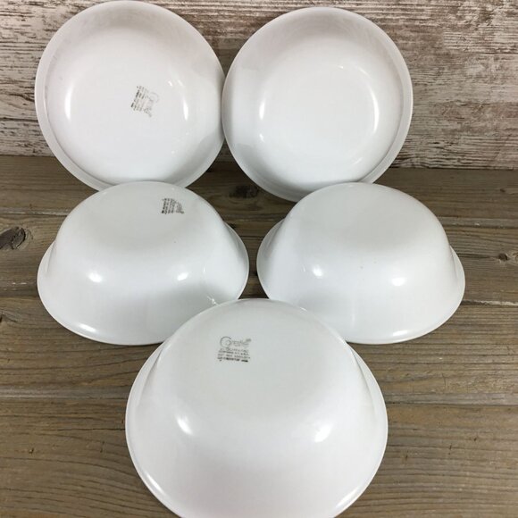 Corelle Set Of 5 White Soup/Cereal Bowls with Dark Green Band 6 1/4" - Picture 9 of 12